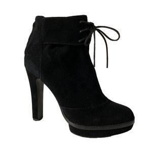 Elizabeth and James Mercy Black Suede Ankle Boot Bootie Platform Lace Up…